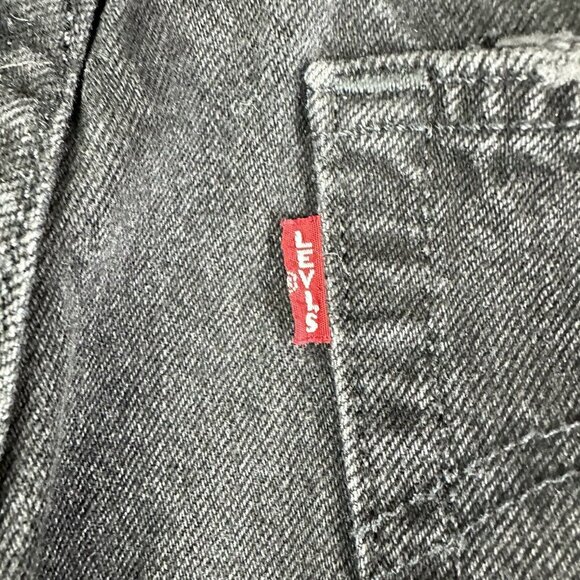 Levis Premium 501 Jeans Womens 29 Faded Black Distressed Studded Crop Big E Rock - Picture 7 of 16